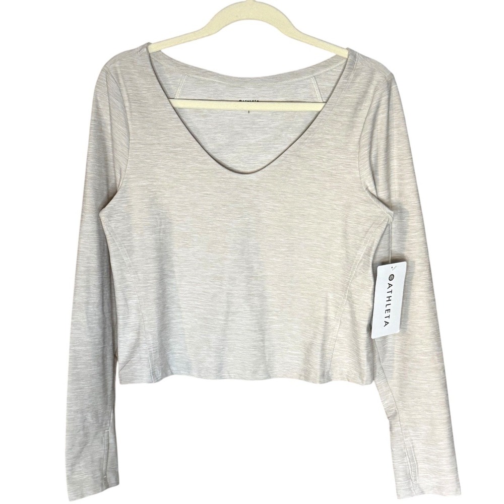 Athleta SoftLuxe Workout Top - Cream Heather - Large - NWT